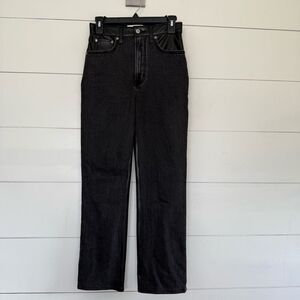 Abercrombie & Fitch Women’s 26 Ankle Straight Grey Denim Faux Leather Jeans